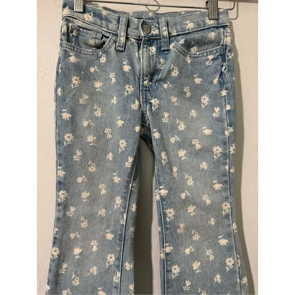 Old navy floral print flare jeans 8